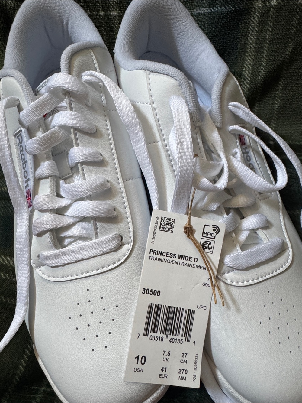Reebok Women's White Leather Low-Top Sneakers-princess wide d